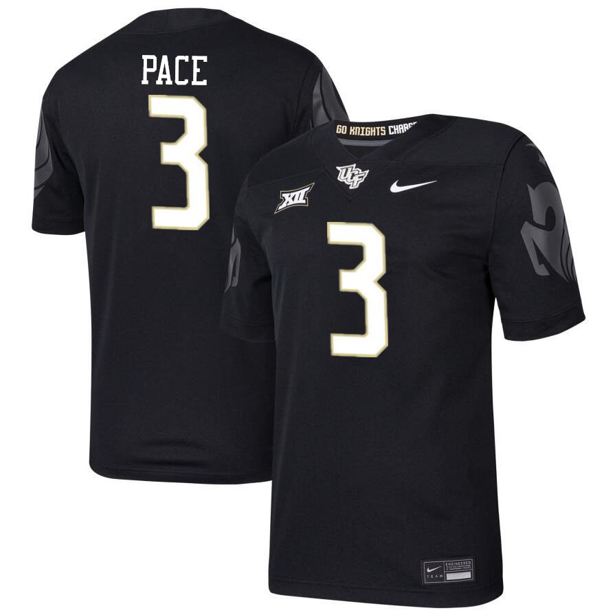 Men #3 Deshawn Pace UCF Knights Big 12 Conference College Football Jerseys Stitched-Black